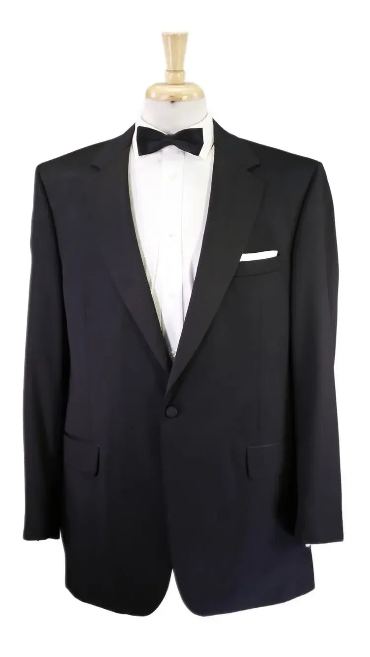 Jos A Bank Signature Black 1-Btn Notch Lapel Tuxedo Blazer Jacket 43L 42L